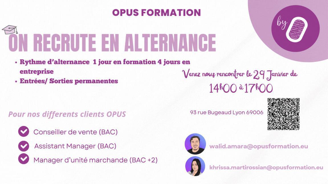 OPUS Formation recrute en alternance !
