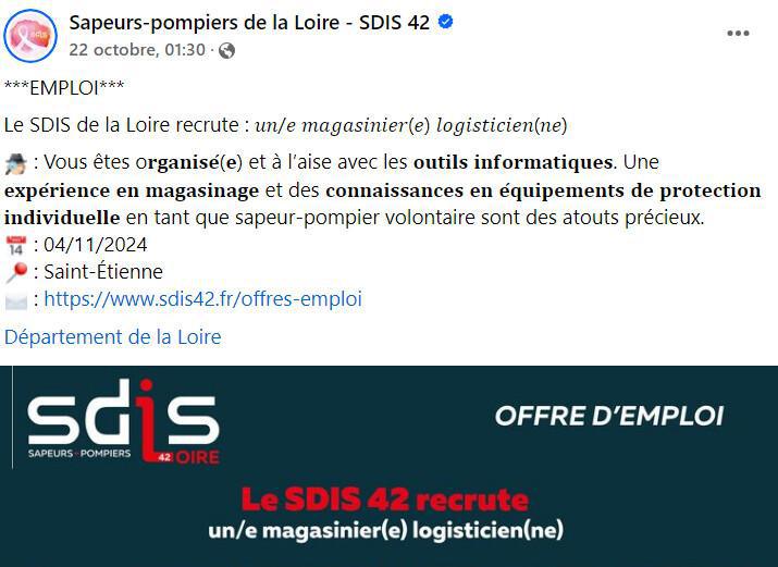 SDIS 42 - sapeur pompier de la Loire Recrute!