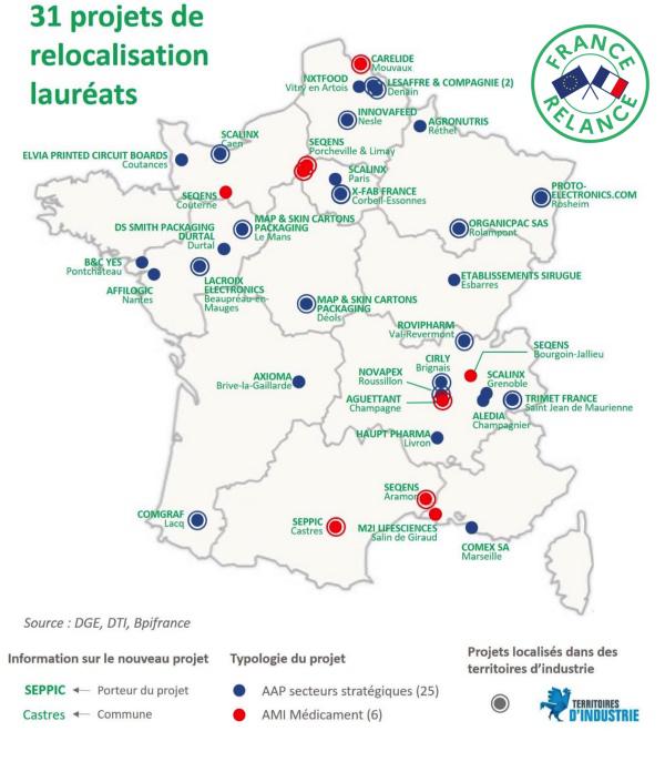 France Relance La Carte Des 31 Premiers Projets De Relocalisation Devoilee