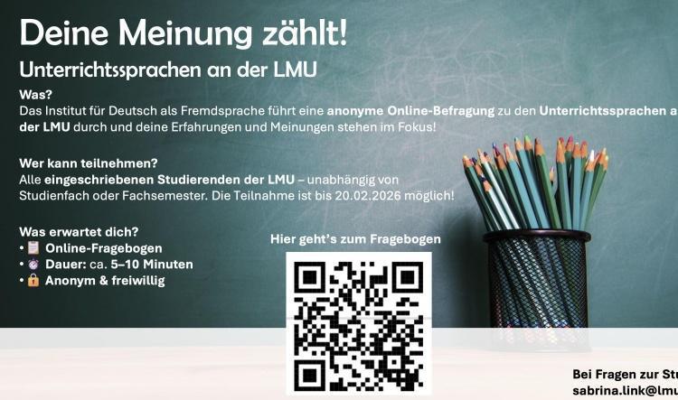 Umfrage des Instituts für Deutsch als Fremdsprache zu den Unterrichtssprachen an der LMU