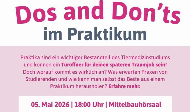 Dos and Don'ts im Praktikum - Vortrag bvvd & TVD am 05.05.2026 um 18 Uhr