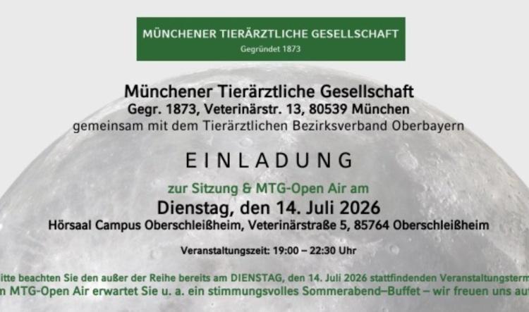 Münchener Tierärztliche Gesellschaft lädt alle Studierenden zum MTG-Open Air am 14.07.2026 um 19 Uhr ein