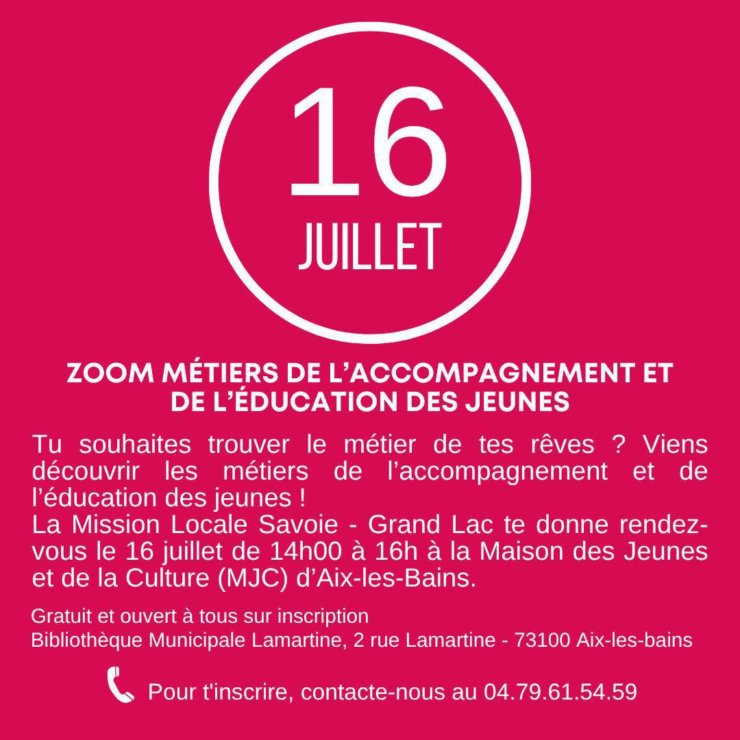 Zoom Métiers de l'accompagnement et de l'éducation des jeunes