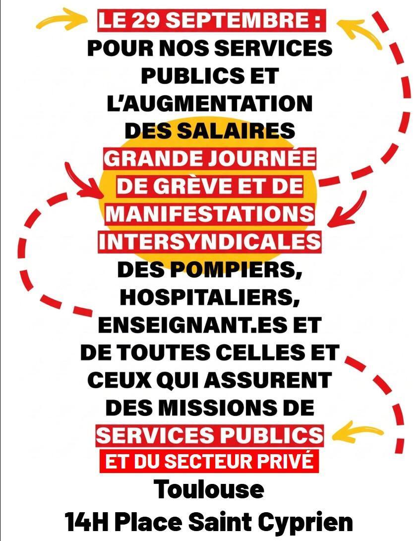 Mardi 29 septembre : pour les services publics et l'augmentation des salaires !