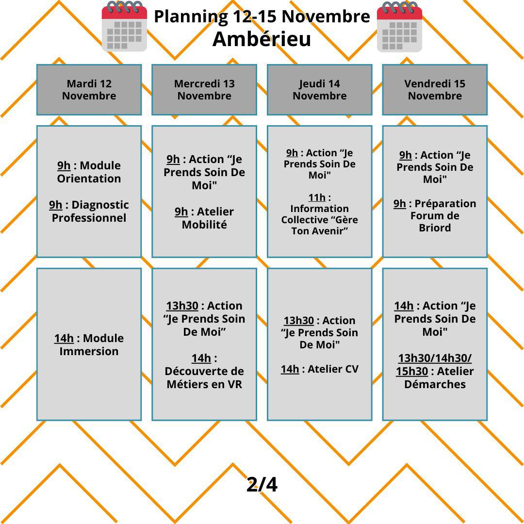 Planning du mois de Novembre