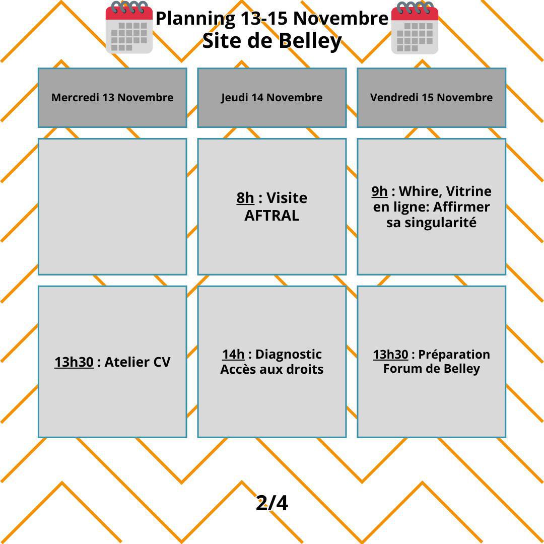 Planning du mois de Novembre