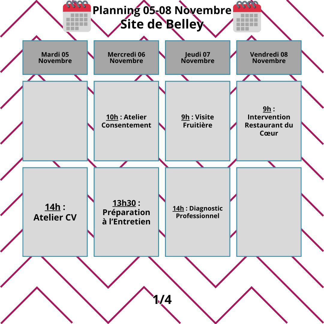 Planning du mois de Novembre