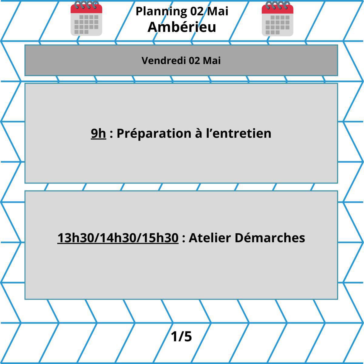 Planning du mois de Mai