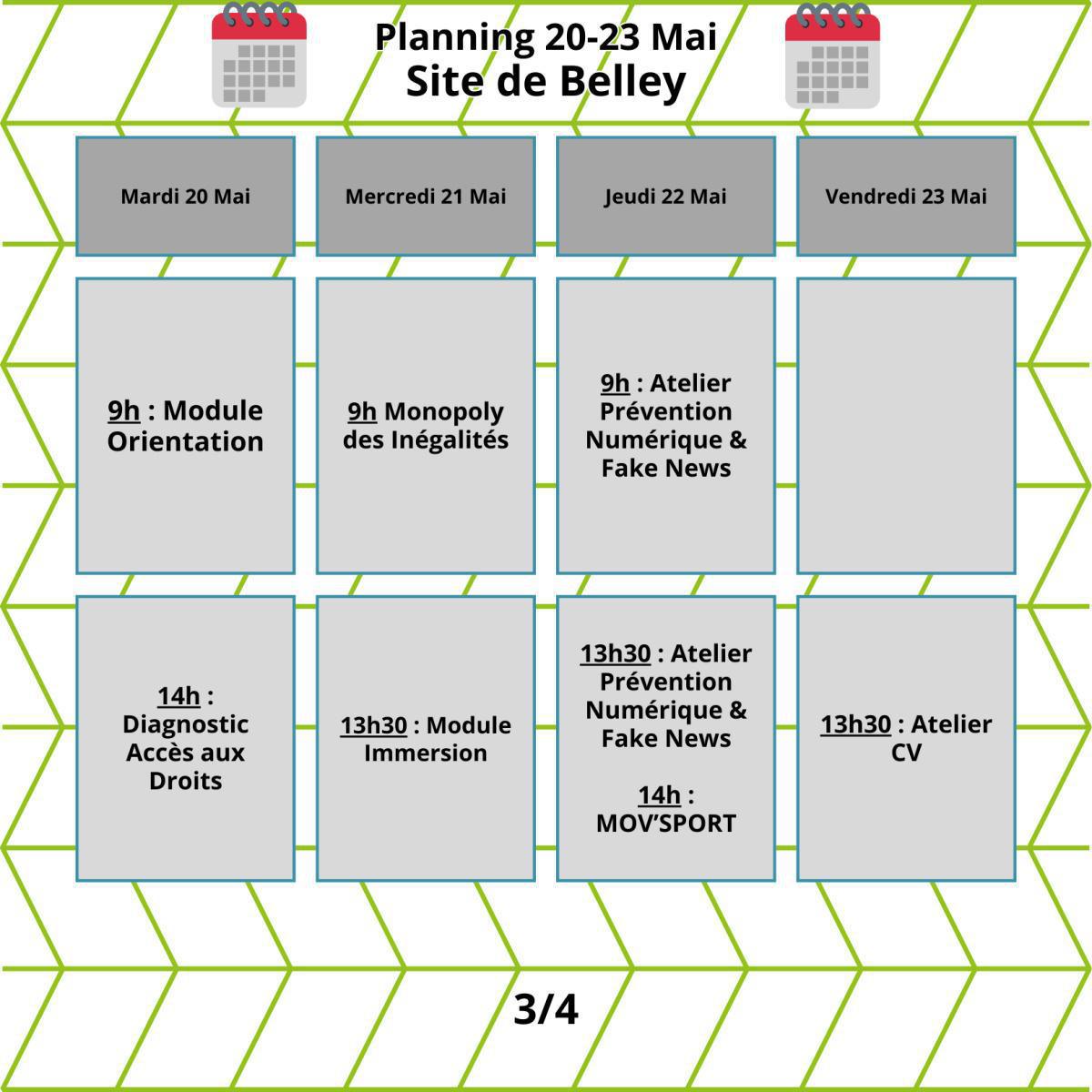 Planning du mois de Mai