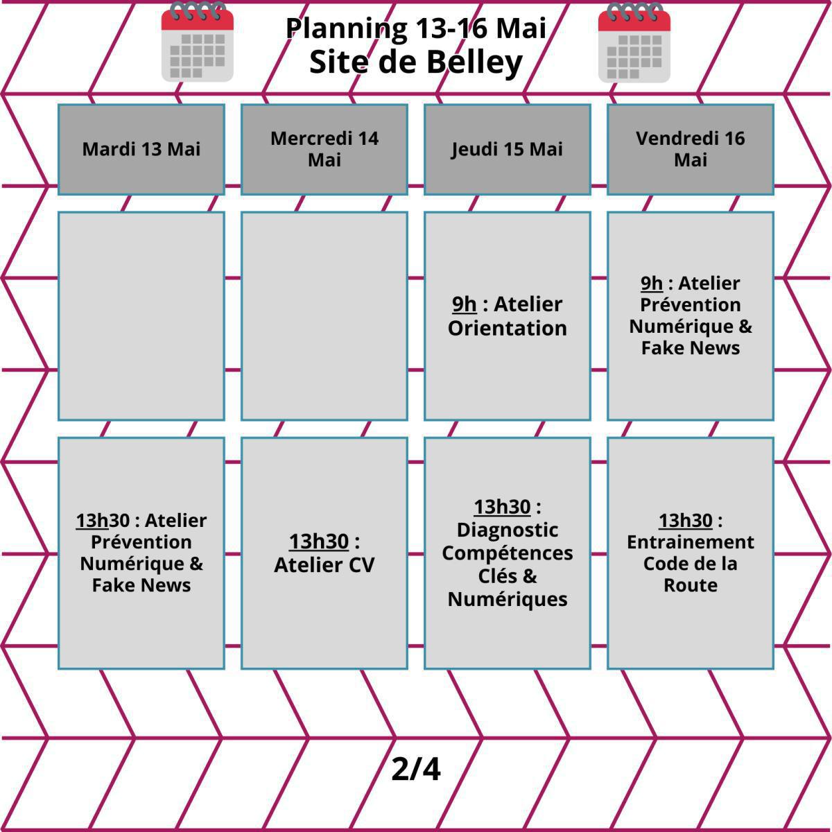 Planning du mois de Mai