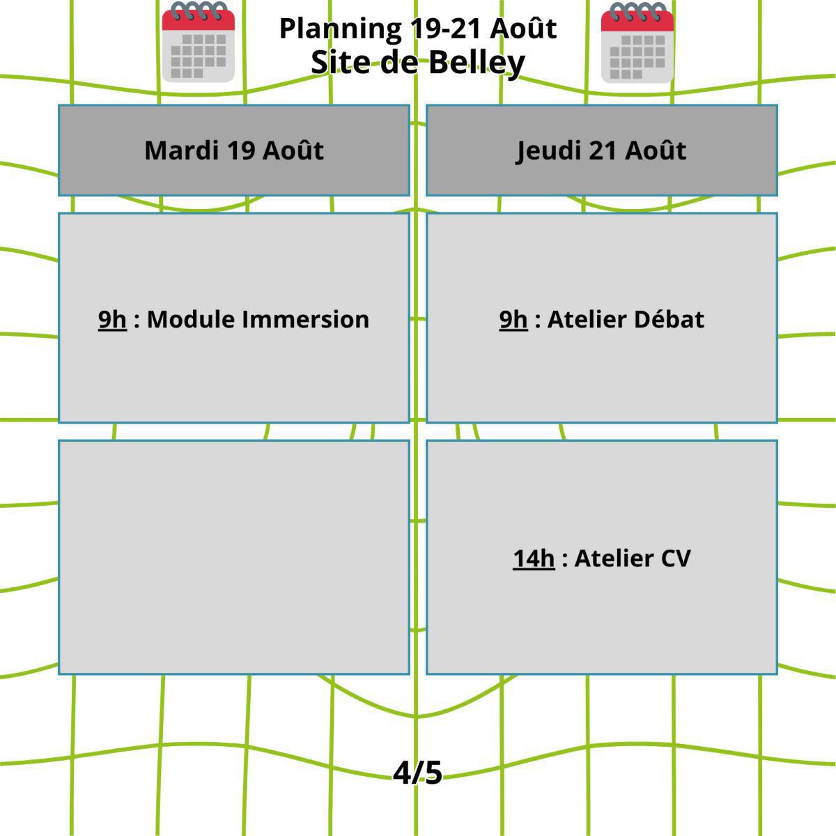 Planning du mois d'Août