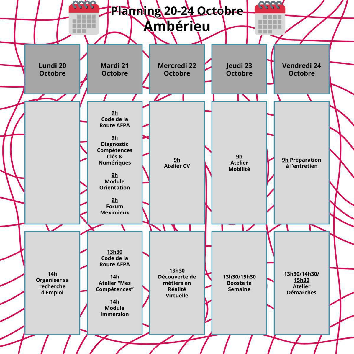 Planning du mois d' Octobre