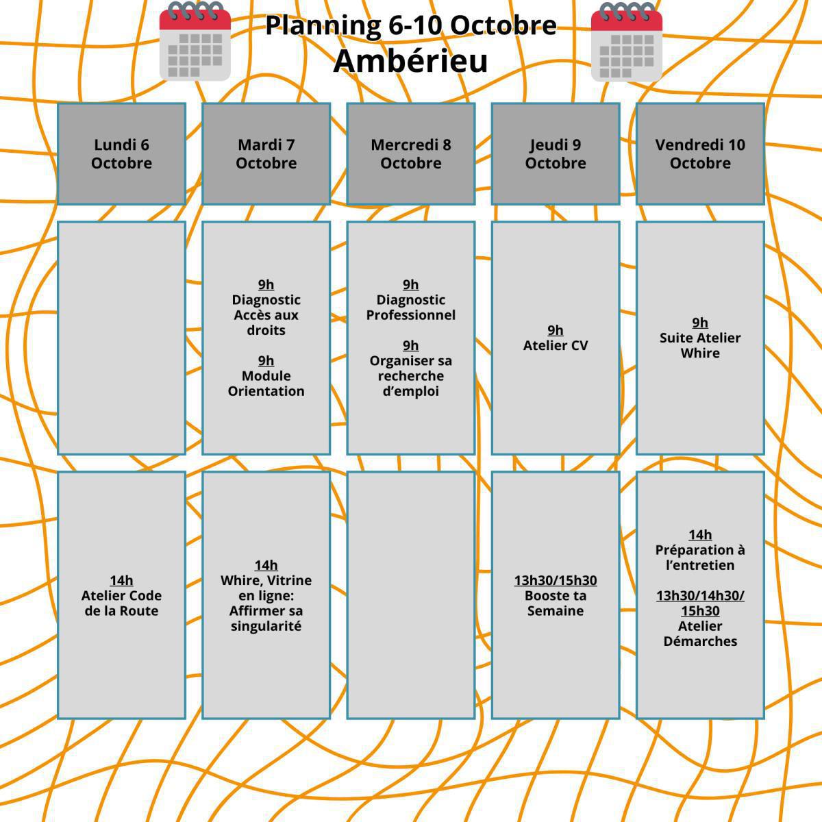 Planning du mois d' Octobre