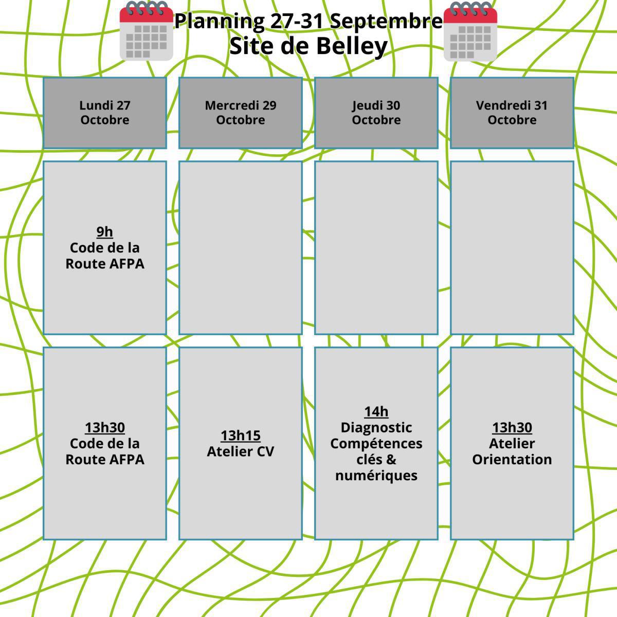 Planning du mois d' Octobre