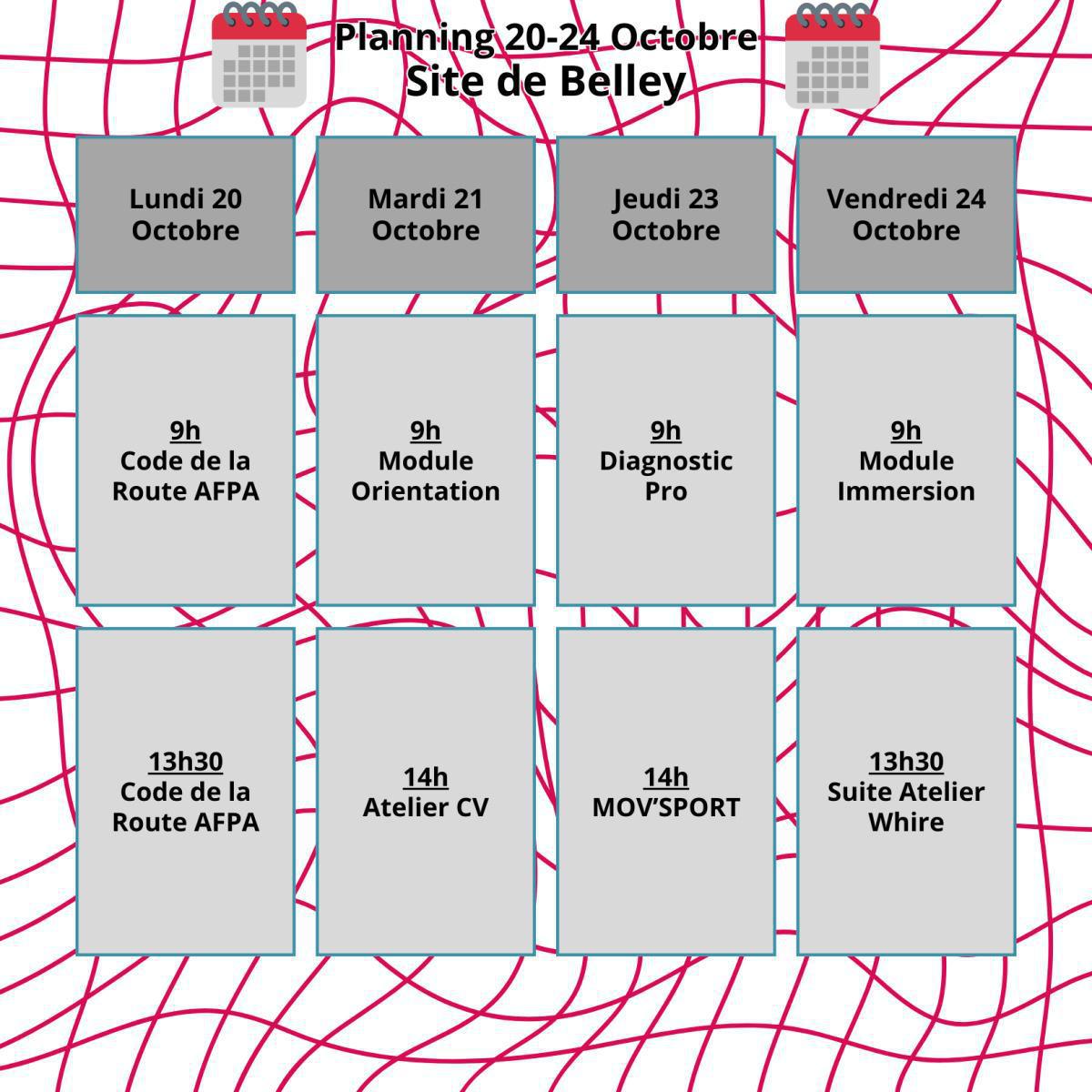 Planning du mois d' Octobre