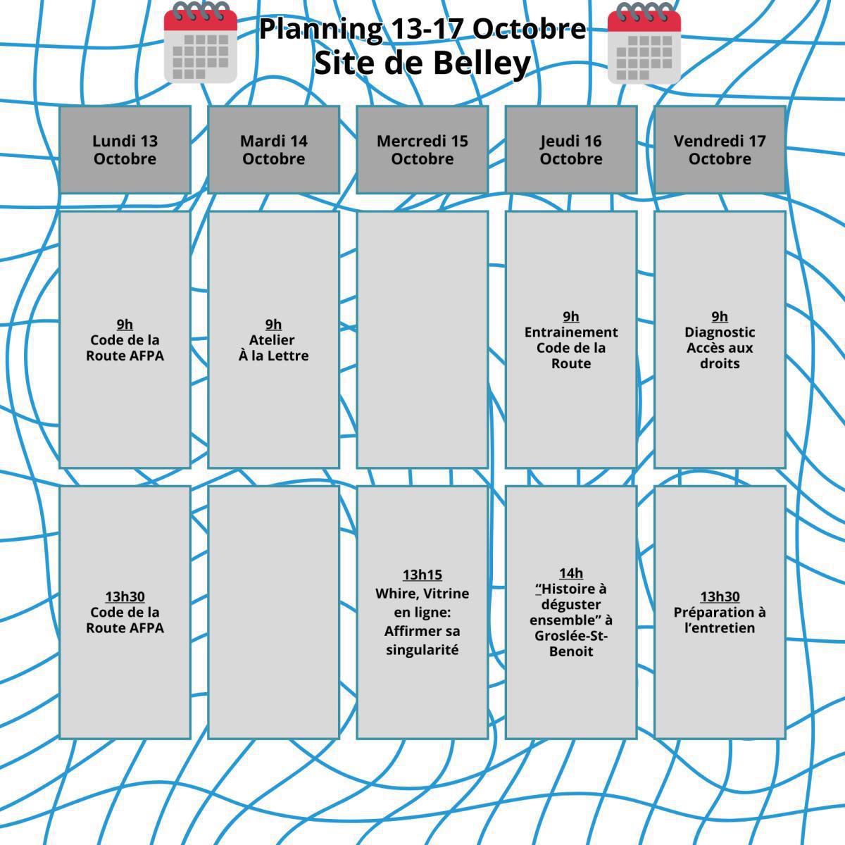 Planning du mois d' Octobre