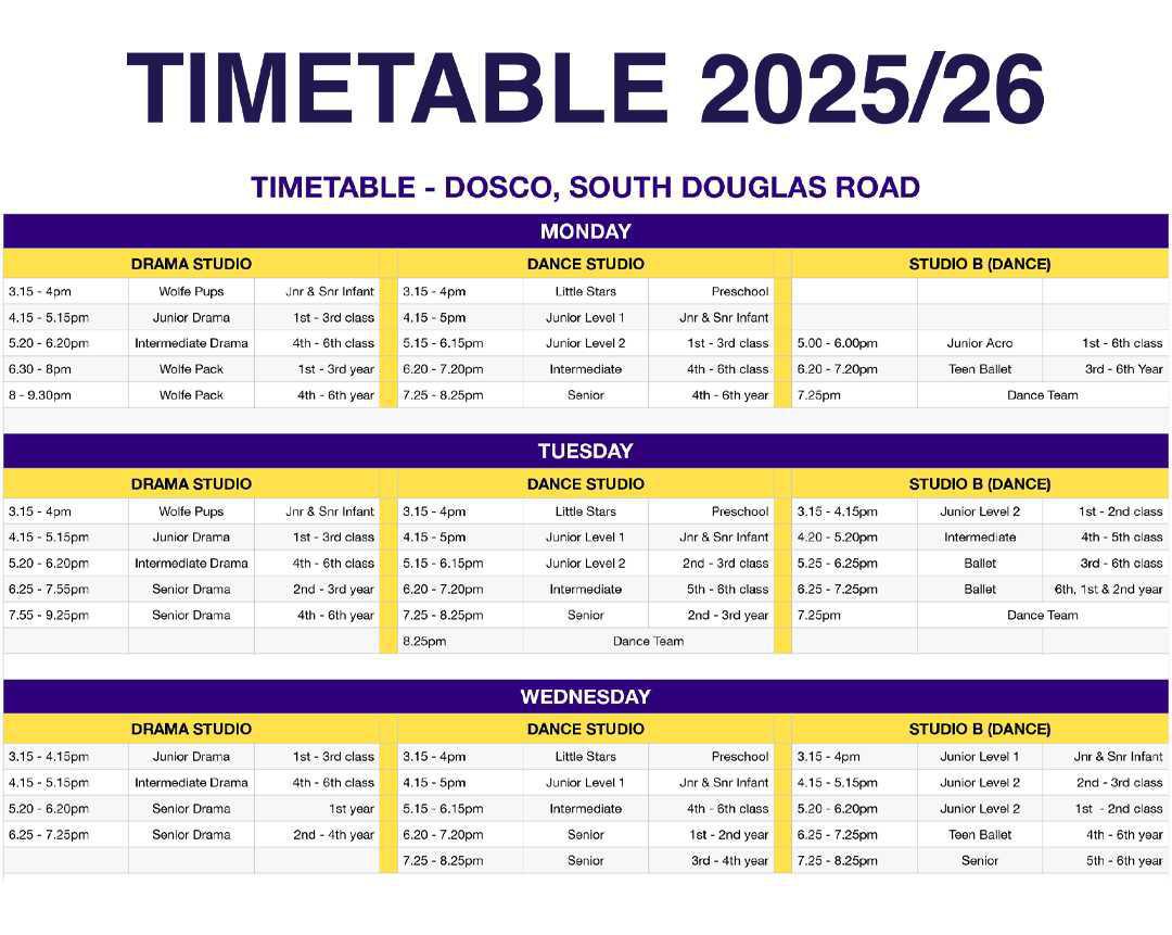Timetable 25/26