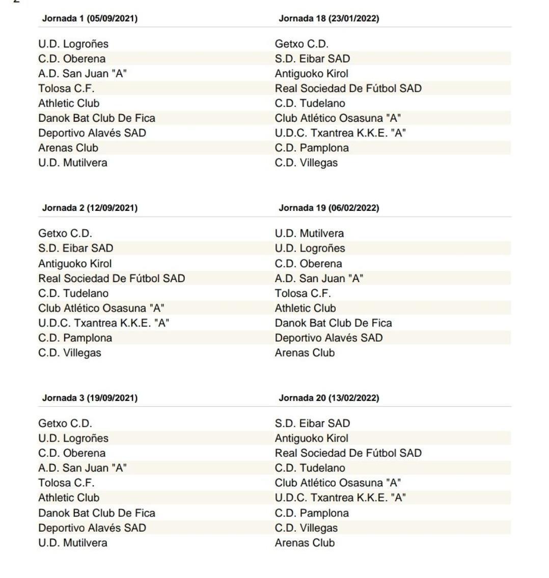 CALENDARIO 2021/2022 DIVISIÓN DE HONOR CALENDARIO 2021/2022 DIVISIÓN DE HONOR