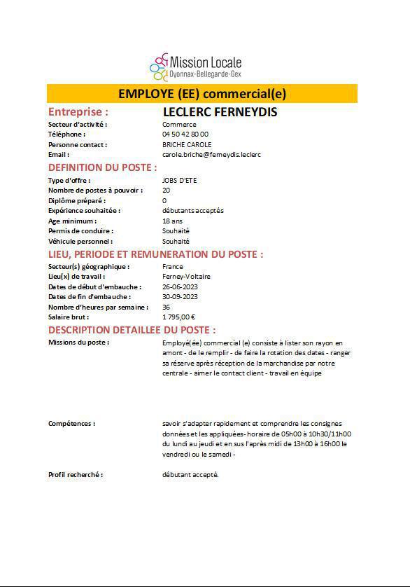 Employé commercial H/F