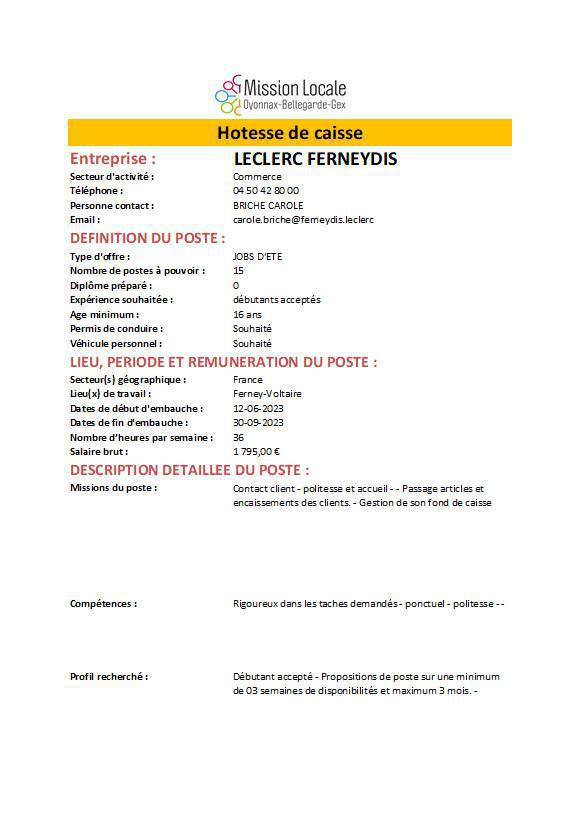 Hotesse de caisse