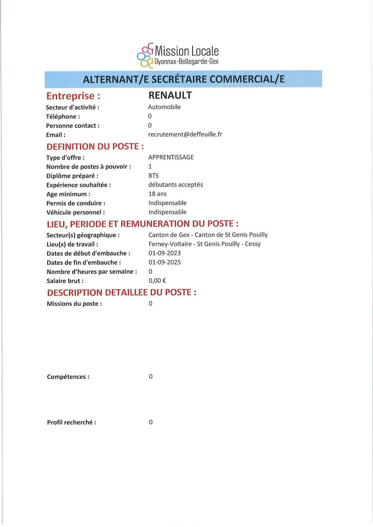 Alternant/e secretaire commercial/e