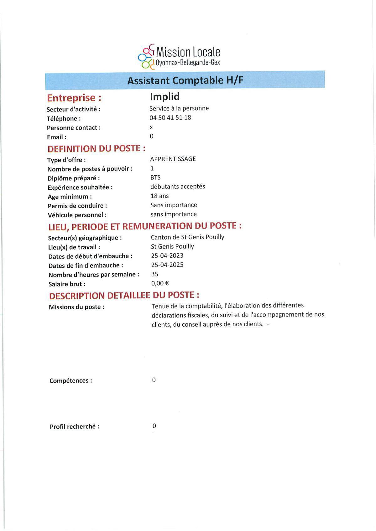 Assistant Comptable H/F
