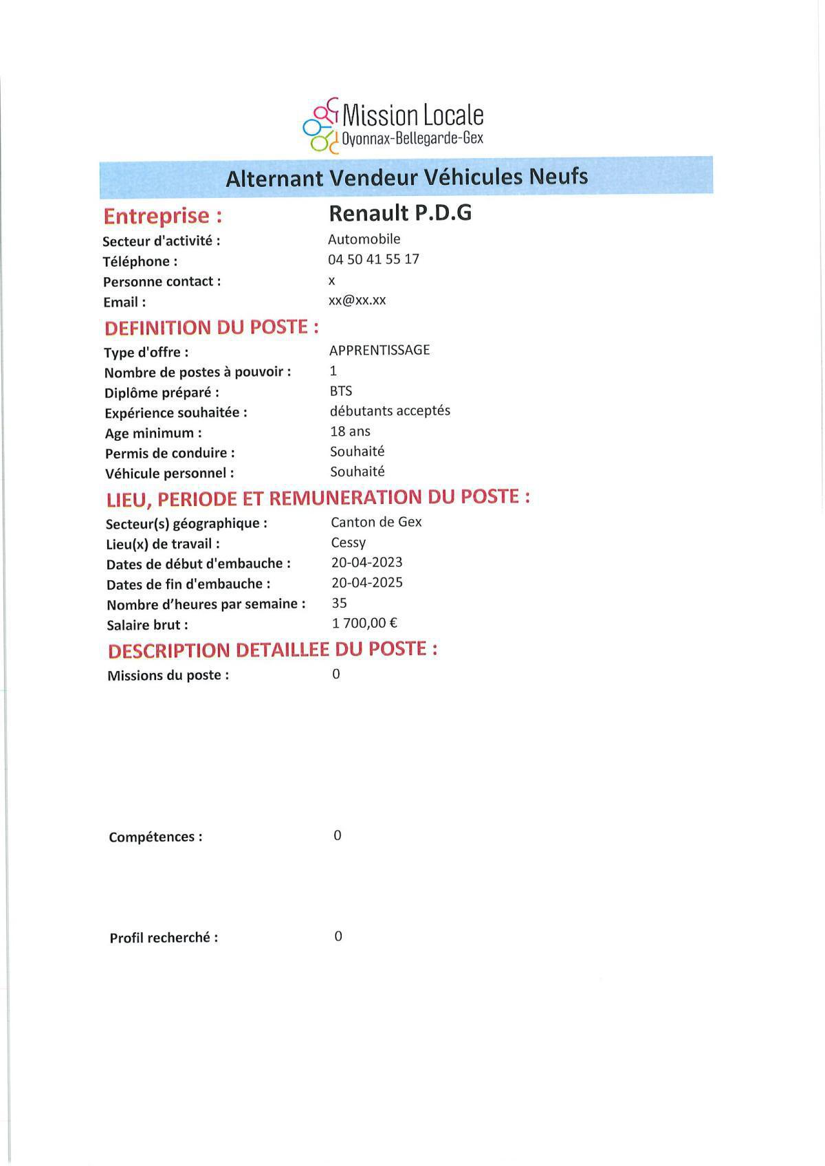 Alternant Vendeur Véhicules Neufs