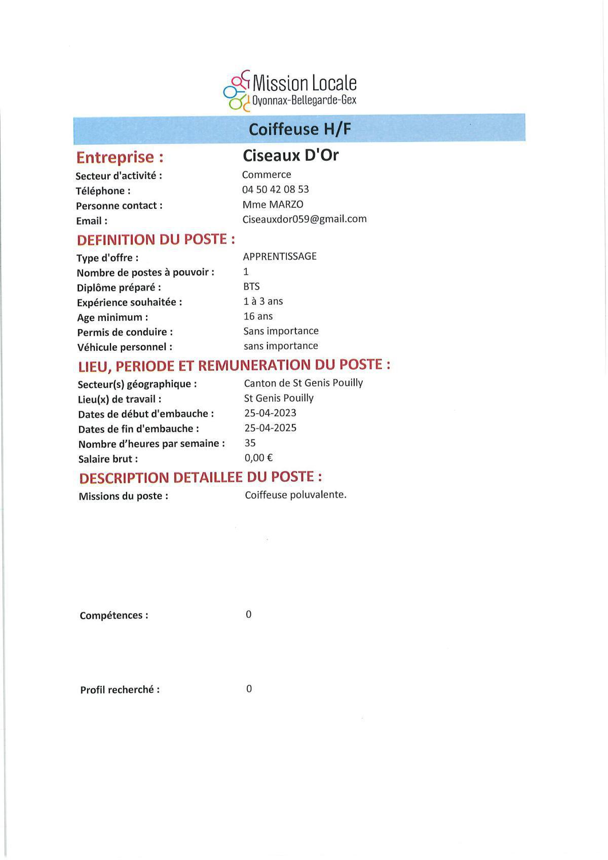 Coiffeuse H/F