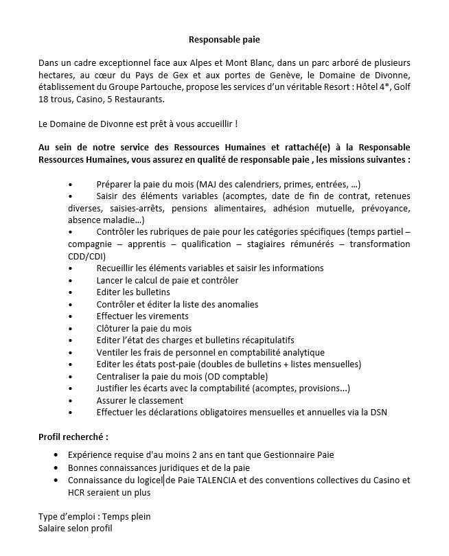 Responsable Paie H/F