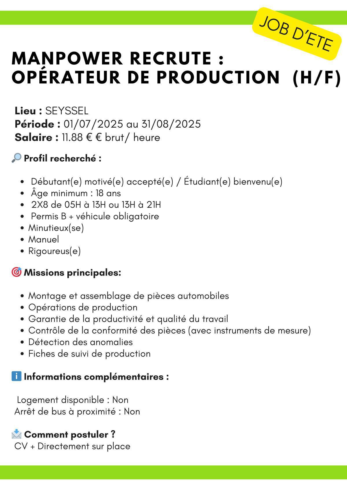 Opérateur de production ( Manpower ) 
