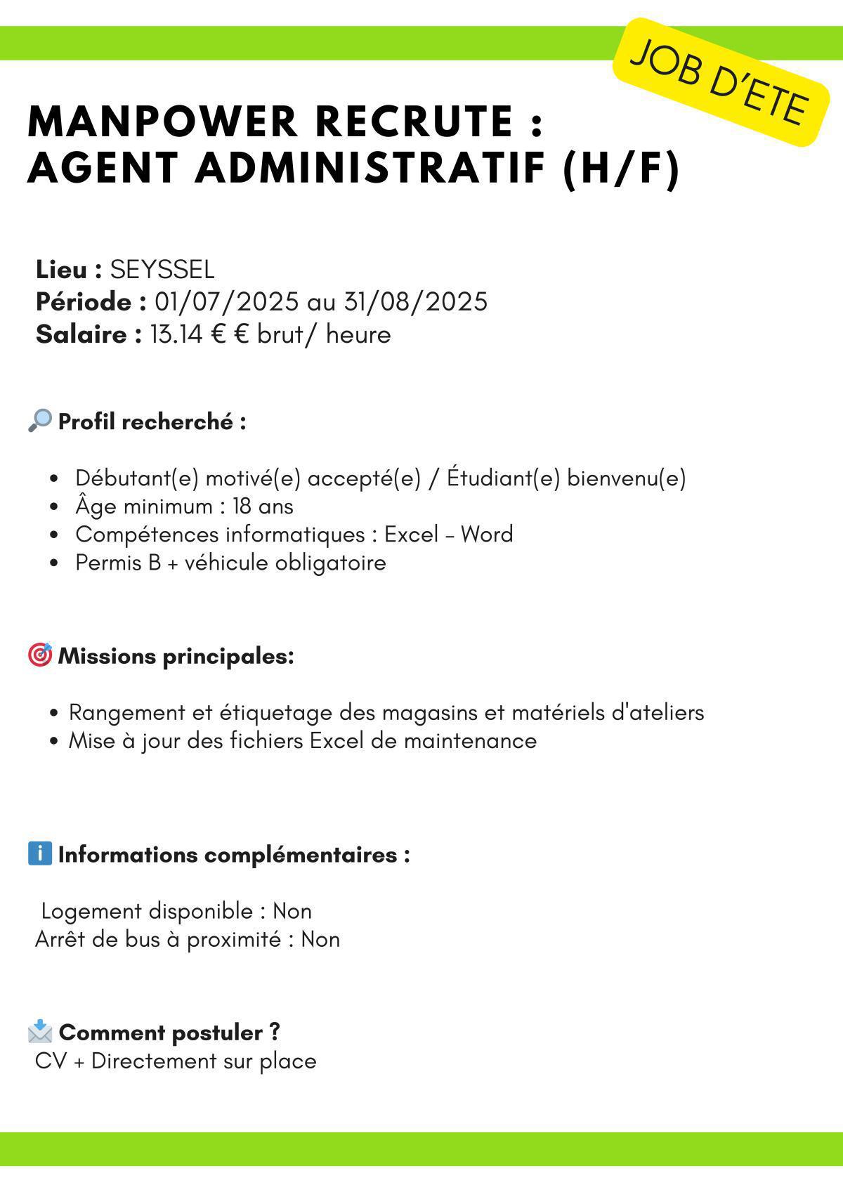 Agent administratif ( Manpower )