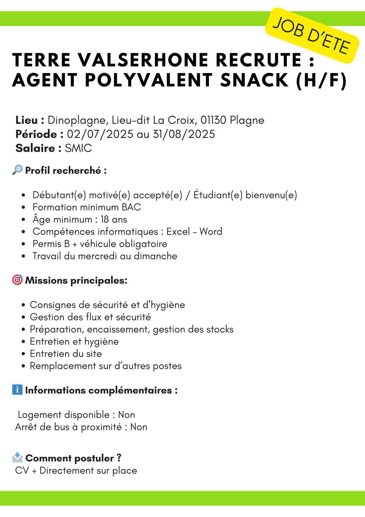 Agent polyvalent snack ( Terre Valserhône ) 