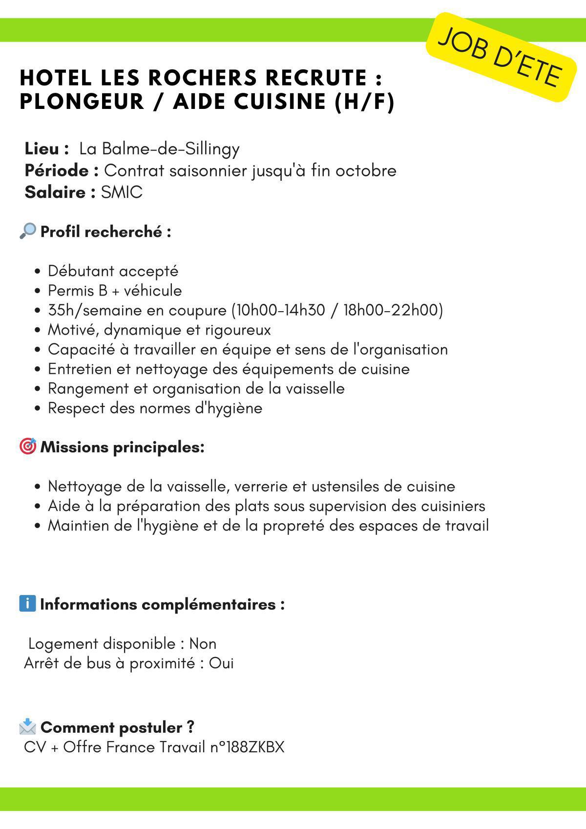Plongeur / aide cuisine