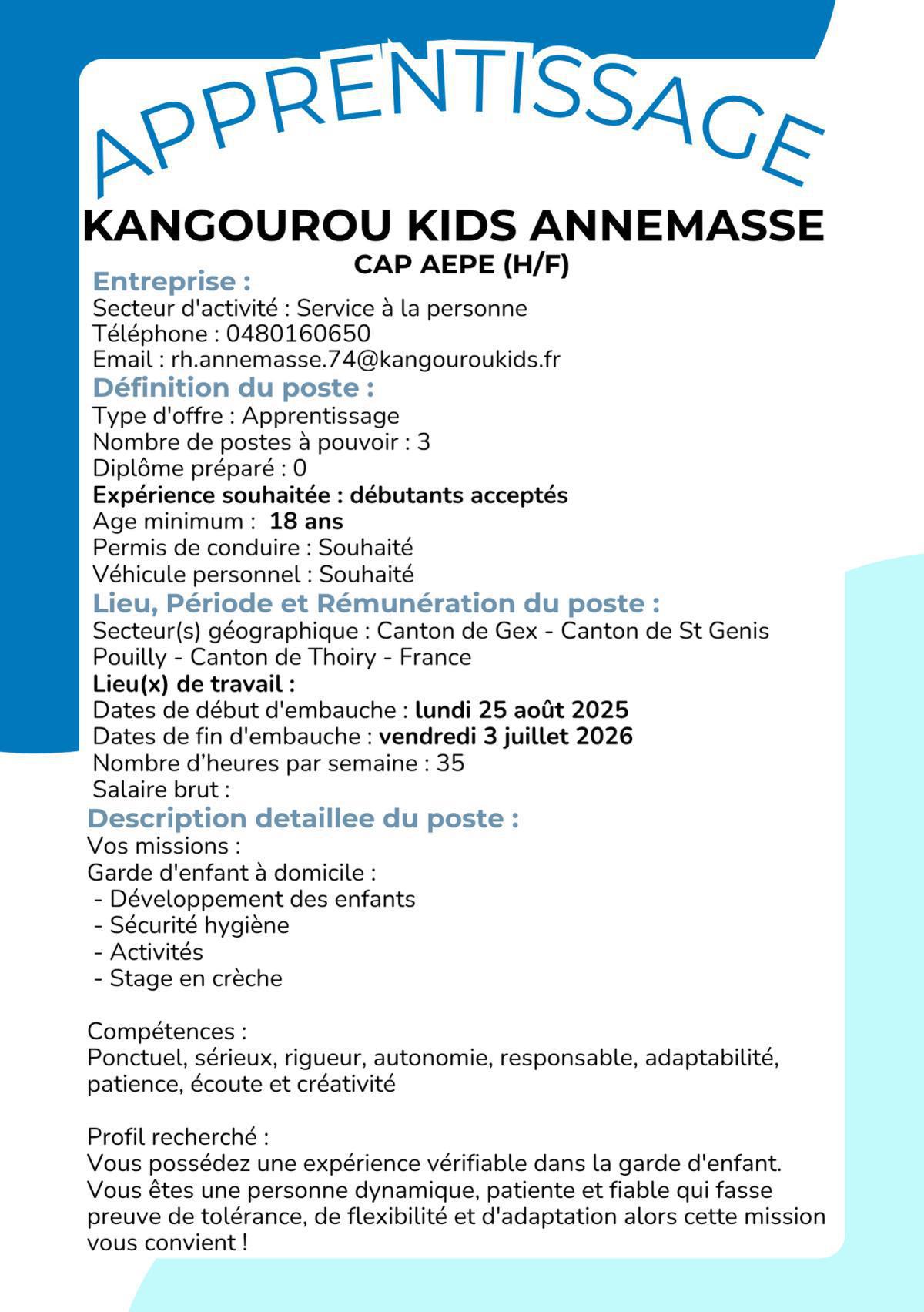 CAP AEPE (H/F) Kangourou Kids 
