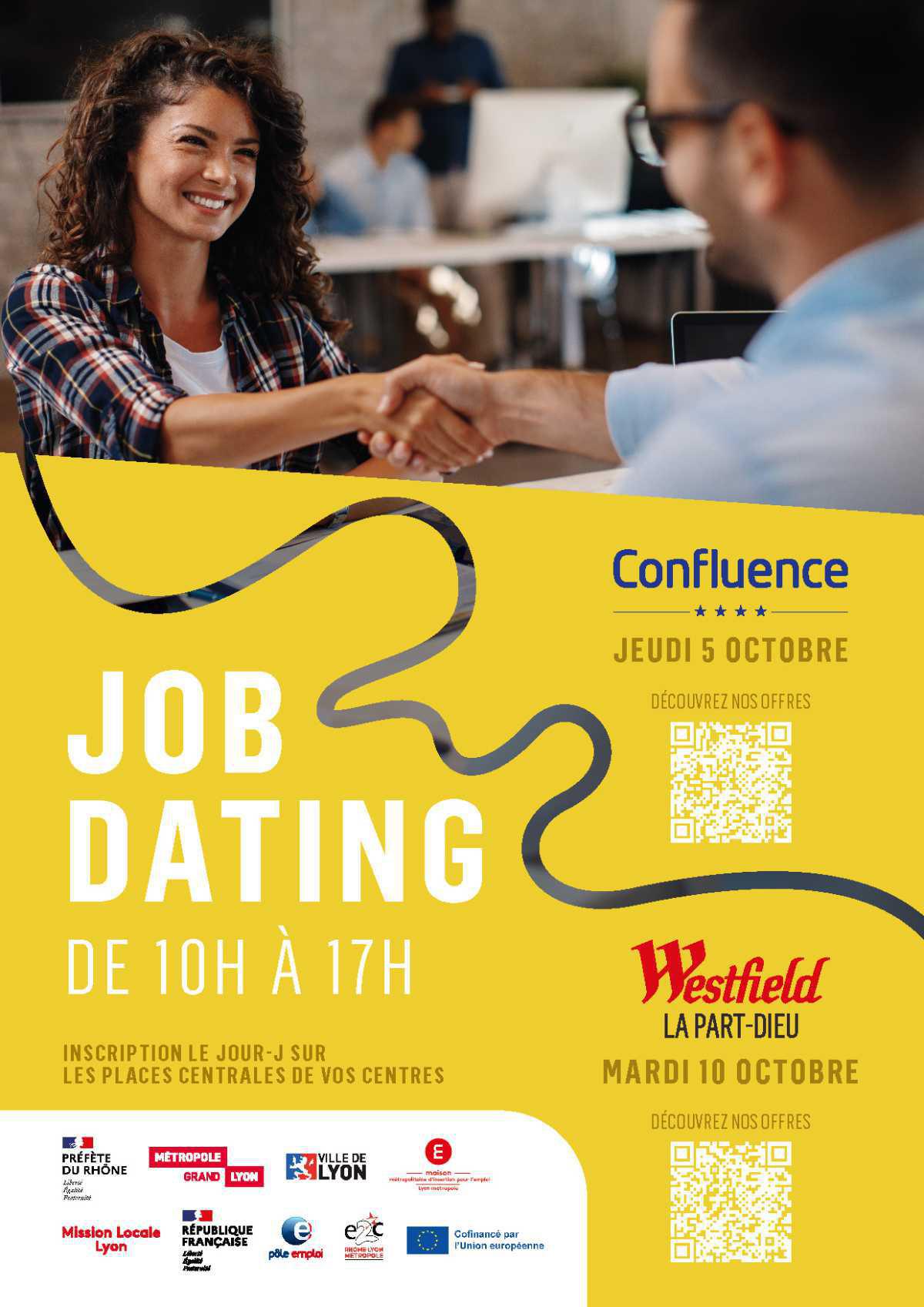 Jobdating | Les enseignes du Pôle de Commerces et de Loisirs Confluence recrutent !