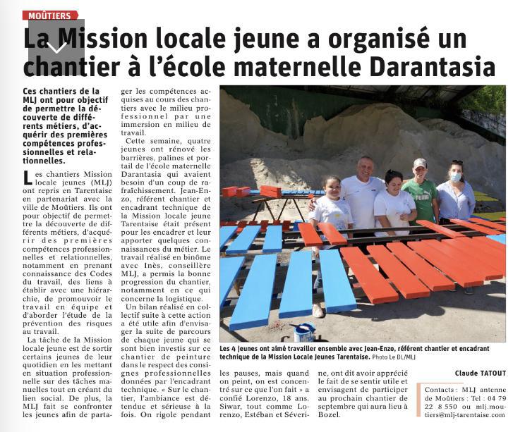 La Mission Locale Jeune a organisé un chantier à l'école maternelle Darantasia