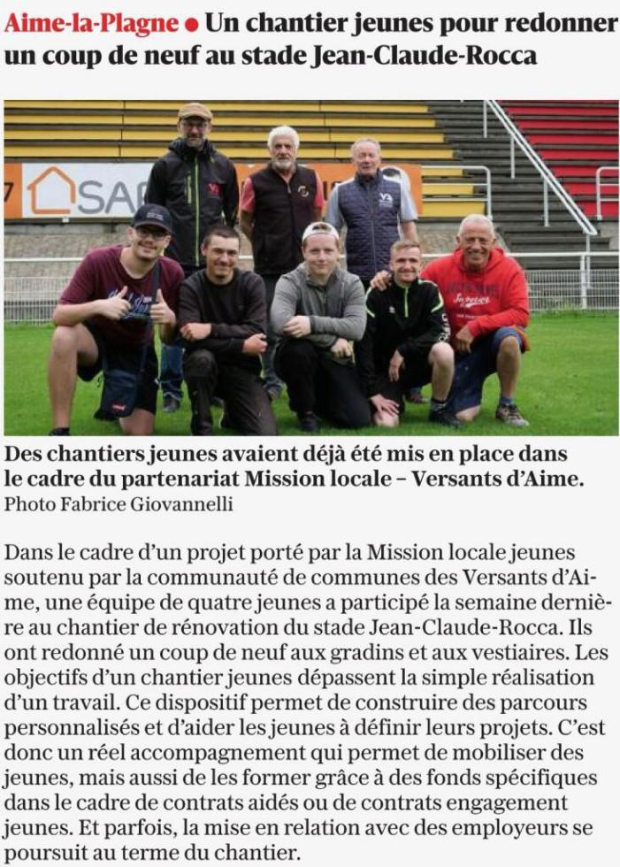 Aime-la-Plagne un chantier jeunes pour redonner un coup de neuf au stade Jean-Claude-Rocca