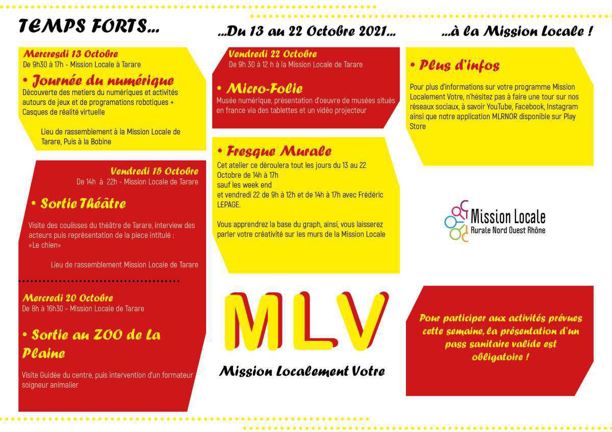 PROGRAMME - MLV du 13 au 22 Octobre PROGRAMME - MLV du 13 au 22 Octobre