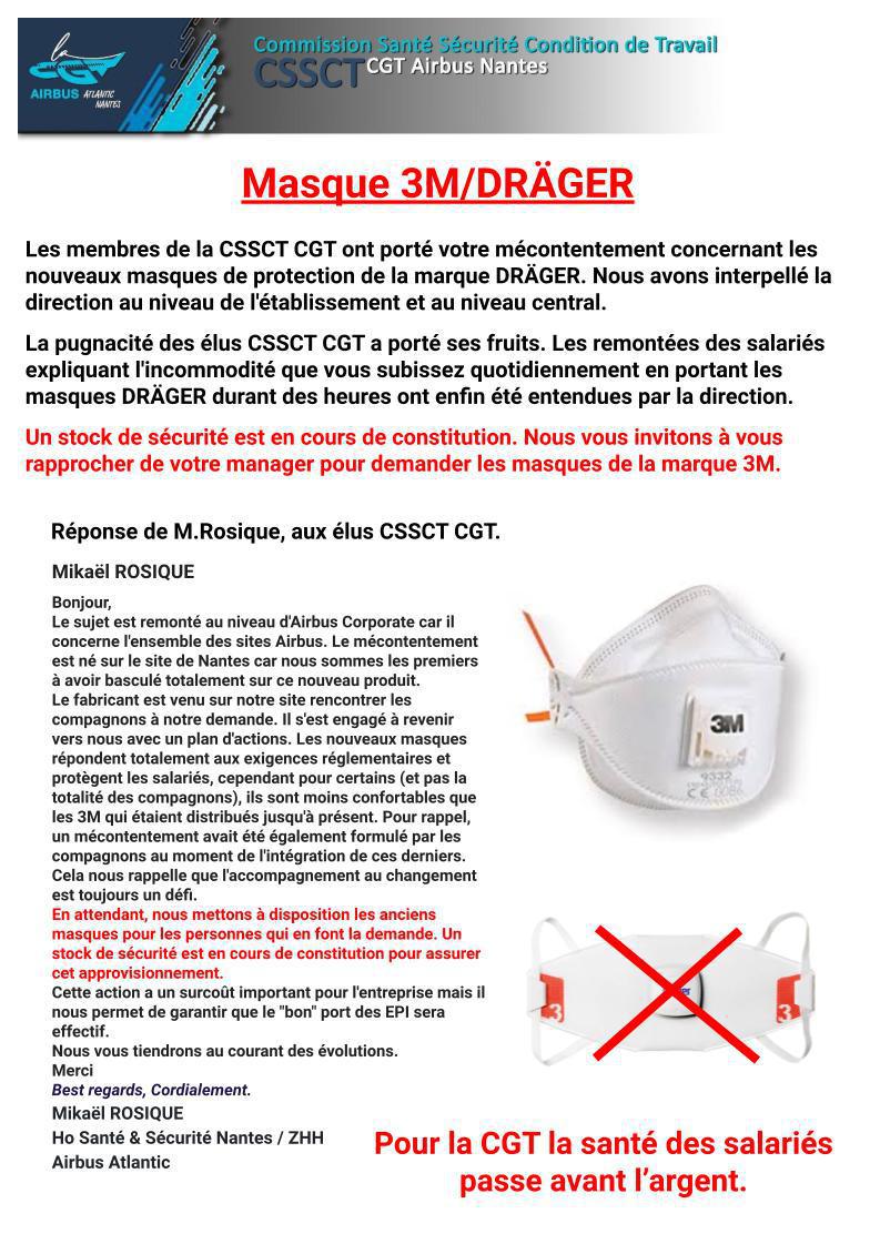 Masques de protection 3M/DRAGER