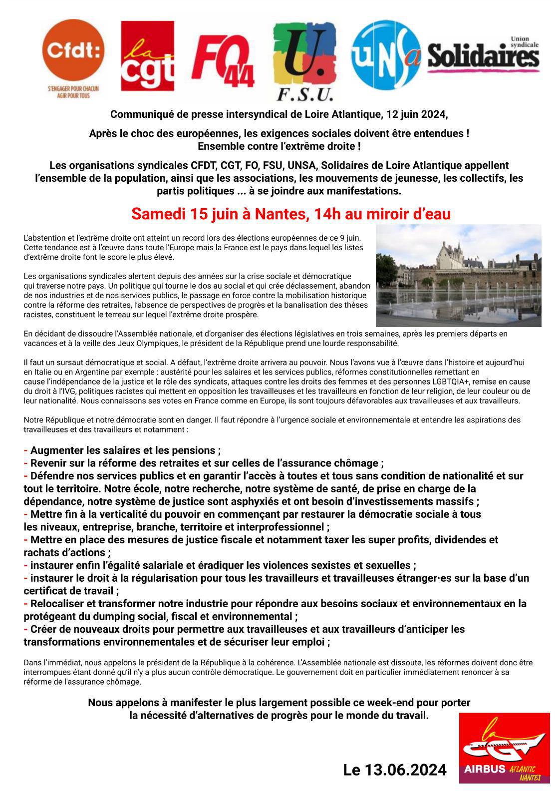 Manifestation Samedi 15 juin 