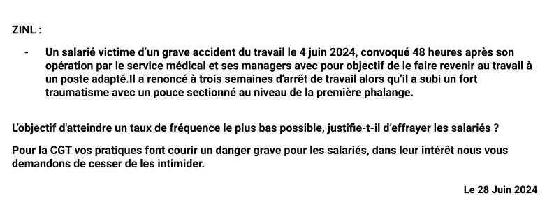 Déclaration CGT au CSE du 28.06.2024