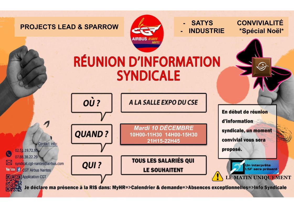 Réunion d'information syndicale le 10 décembre 2024