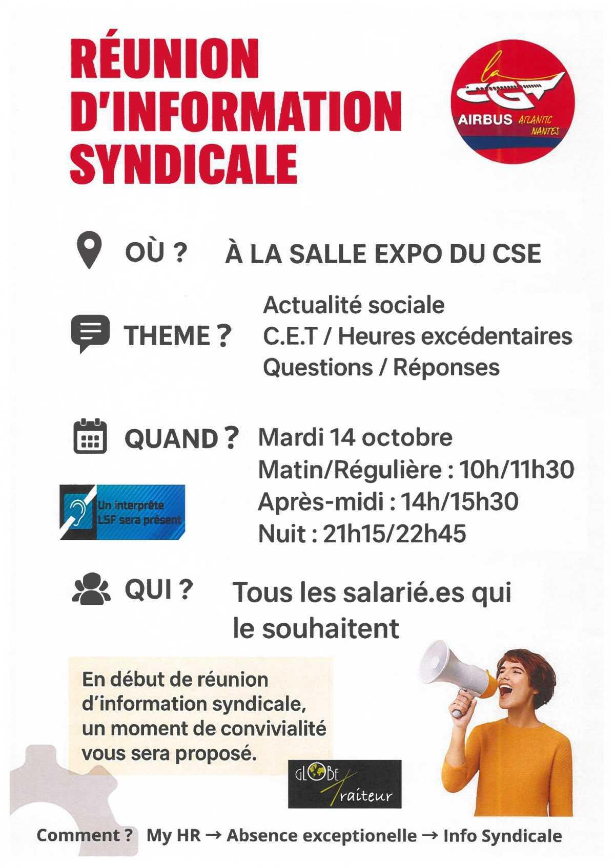 REUNION D'INFORMATION SYNDICALE 14 OCTOBRE 2025