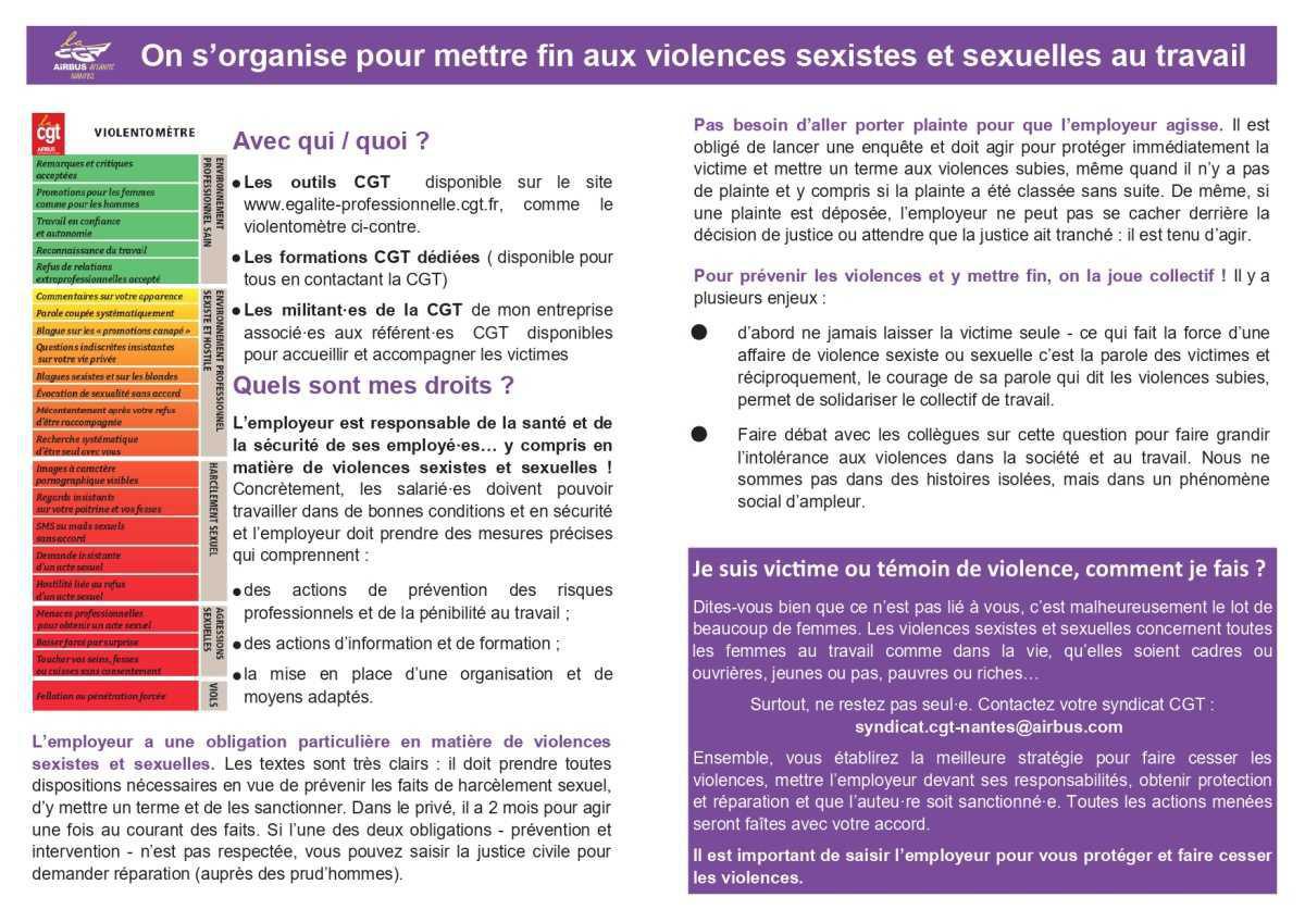 Mettre fin aux Violences Sexistes et Sexuelles au travail