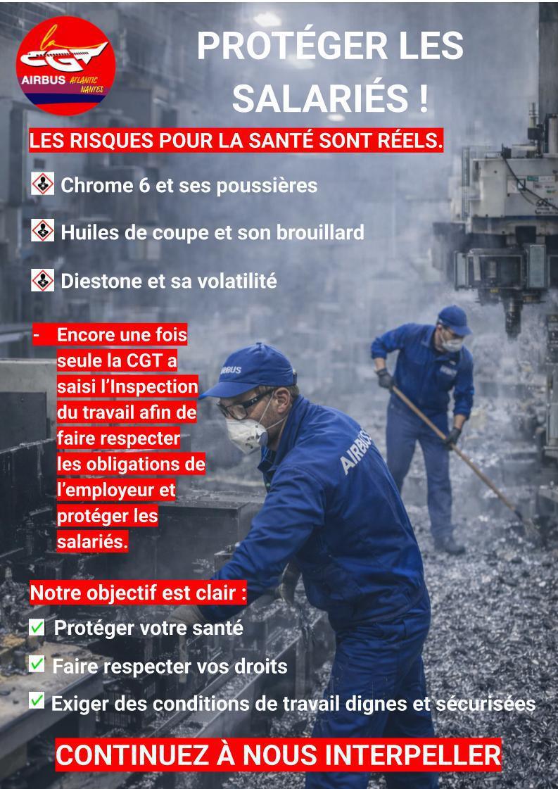 La CGT a saisi l'inspection du travail a Airbus atlantic Carquefou