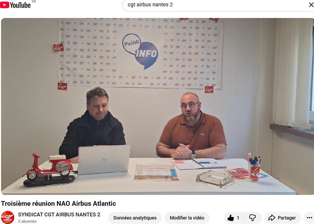 Troisième réunion NAO Airbus Atlantic Vidéo sur You tube Cgt airbus Nantes2 