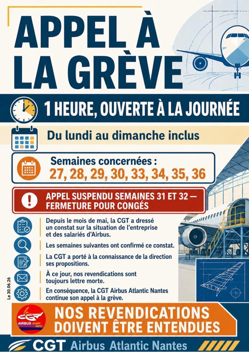 APPEL A LA GREVE semaines 27, 28,29,30,33,34,35,36