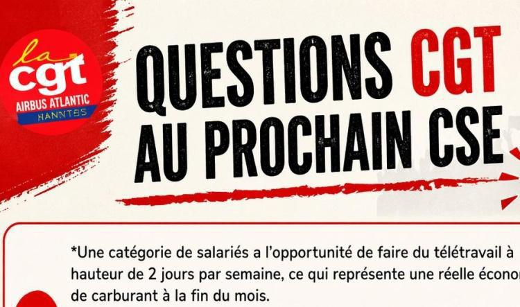 Questions CGT au prochain CSE du 30 avril 2026