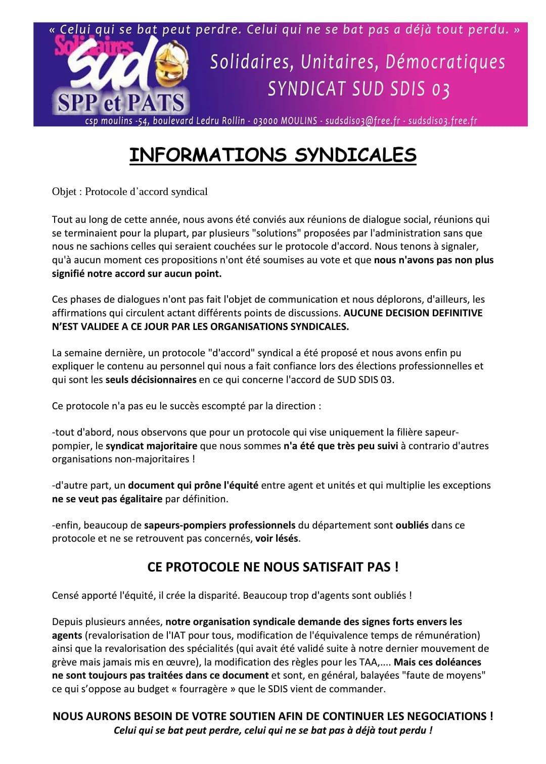 Le protocole ? Le protocole ?