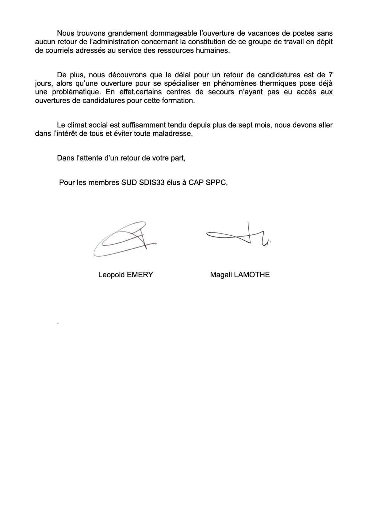 Nomination des personnels SPP C Nomination des personnels SPP C